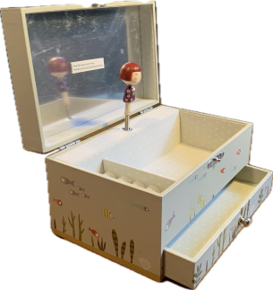 Kinder-Spieluhr ,Ninon Wasserwelt von Trousselier, drehende Figur, Its a small World v. R. Sherman